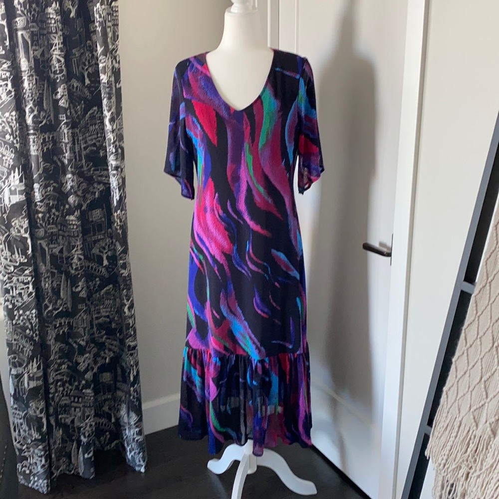 Calessa Flutter Sleeve Midi Dress